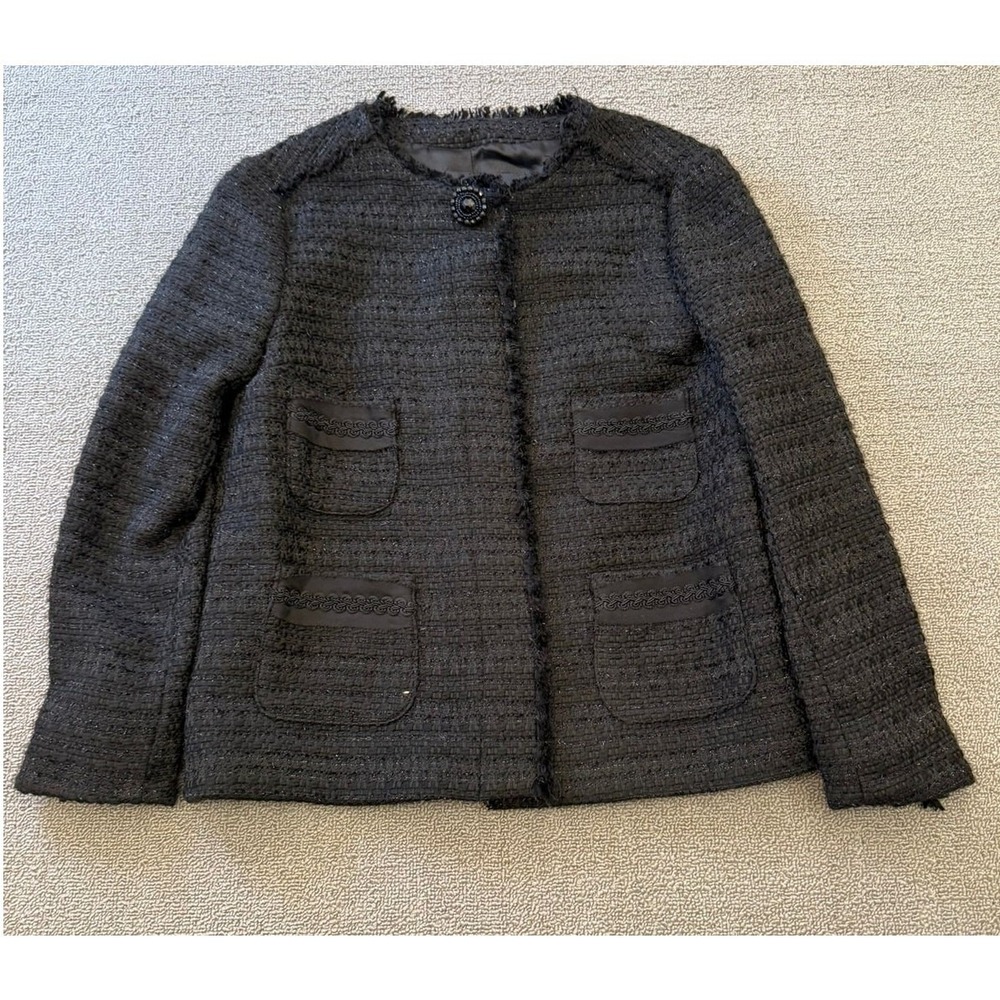 Zara Basic Collection Women's Size Small Black Tweed Jacket - Picture 1 of 12